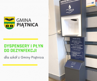 Bezpłatne dyspensery i płyn do dezynfekcji dla szkół z Gminy Piątnica