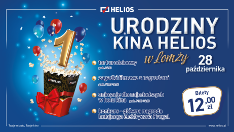 Kino Helios w Łomży w Galerii Dworcowej świętuje 1 urodziny!